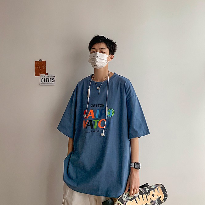 Áo Thun Dáng Rộng Tay Lỡ Phong Cách Hàn Quốc Dành Cho Nam Size M-5Xl