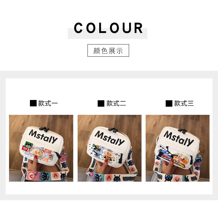 Túi Đeo Vai Dáng Vuông Họa Tiết Anpanman Graffiti Dễ Thương Phong Cách Hip Hop Thời Trang Cho Nữ