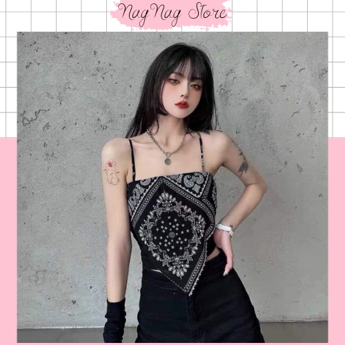 Áo yếm họa tiết cổ điển Nagnagstore chất cotton co giãn