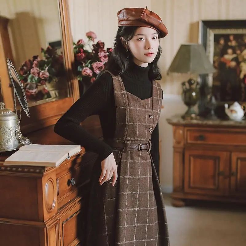 Đầm Len Sát Nách Phong Cách Thời Trang Retro Phương Tây Dành Cho Nữ