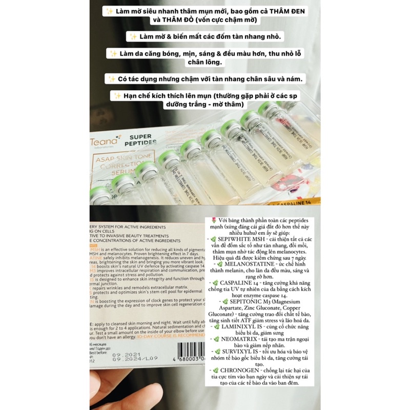 Tinh chất dưỡng giảm thâm Teana Super Petides ASAP SKIN TONE CORRECTION