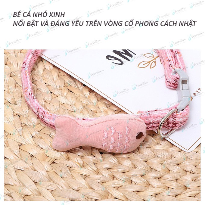 [LÀM ĐẸP]Dây Đeo Cổ Cho Mèo,Vòng Cổ Gắn Cá, Phong Cách Nhật Bản. Freesize. Sẵn 4 Màu Lựa Chọn. JF50