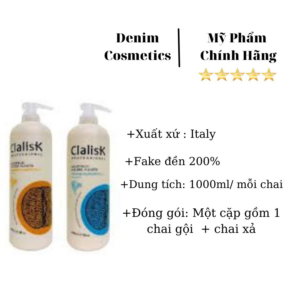 Cặp Dầu Gội Xả Bưởi Clalisk 1000ml | Giảm Rụng Tóc, Phục Hồi Tóc Hư Tổn, Khô Xơ
