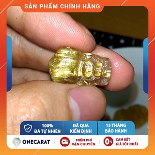 Mặt Nhẫn (Mặt Dây Chuyền) Tỳ Hưu Thach Anh Tóc Vàng Bã Mía Vip Đá Phong Thuỷ - ONECARAT
