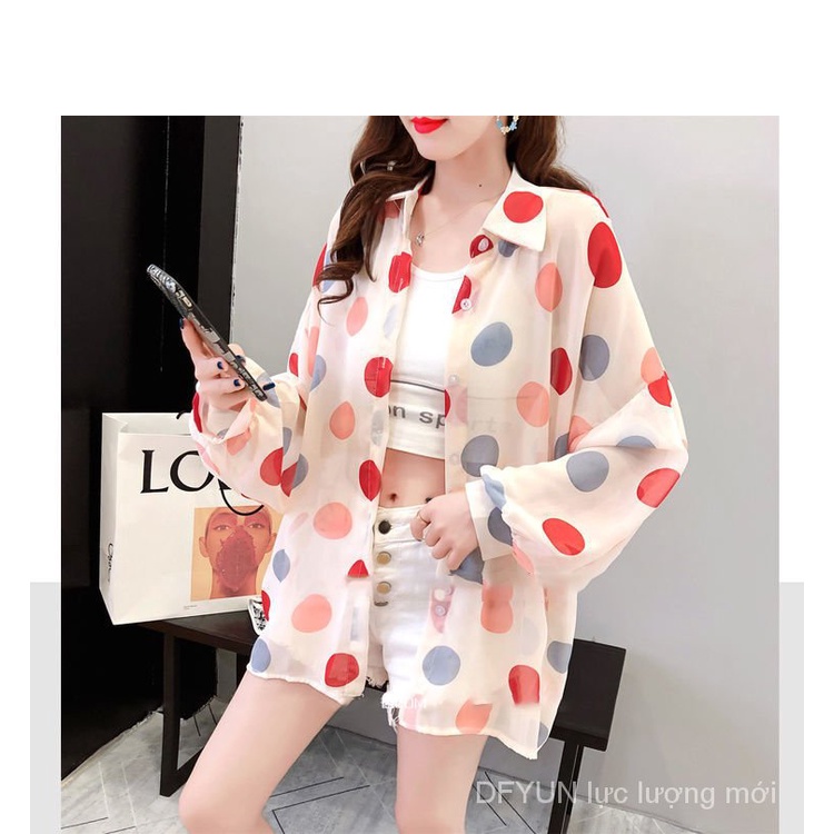 Áo Sơ Mi Chiffon Chống Nắng Họa Tiết Chấm Bi Thời Trang Mùa Hè Cho Nữ | BigBuy360 - bigbuy360.vn