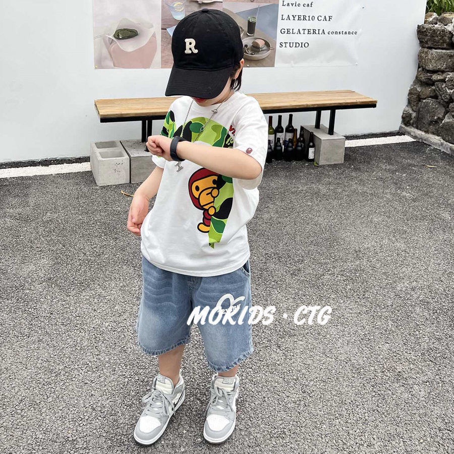 Áo Thun 100% Cotton Mỏng Tay Cộc In Họa Tiết Hoạt Hình Phong Cách Hàn Quốc Thời Trang Mùa Hè Cho Bé Trai 2022