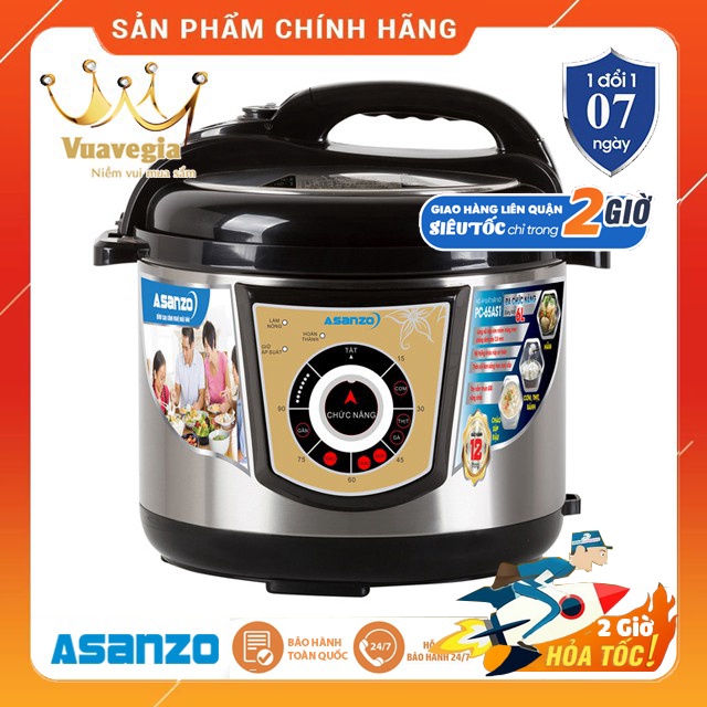 Nồi áp suất đa năng, lòng nồi tráng men cao cấp Asanzo PC-65AS1 (6 lít)