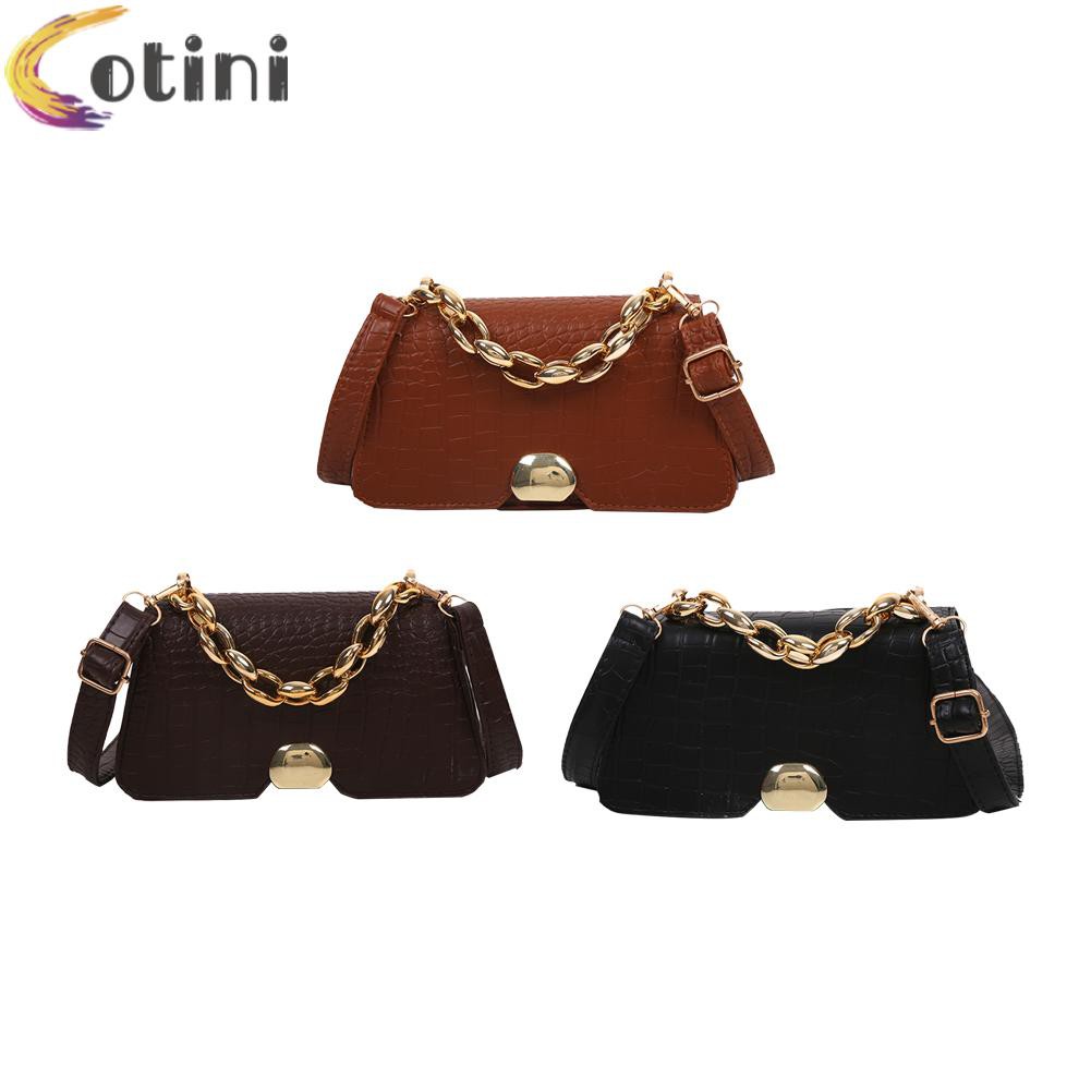 COTINI Punk Chain Alligator Pattern Crossbody Tote Bag Leather Women Shoulder Tote