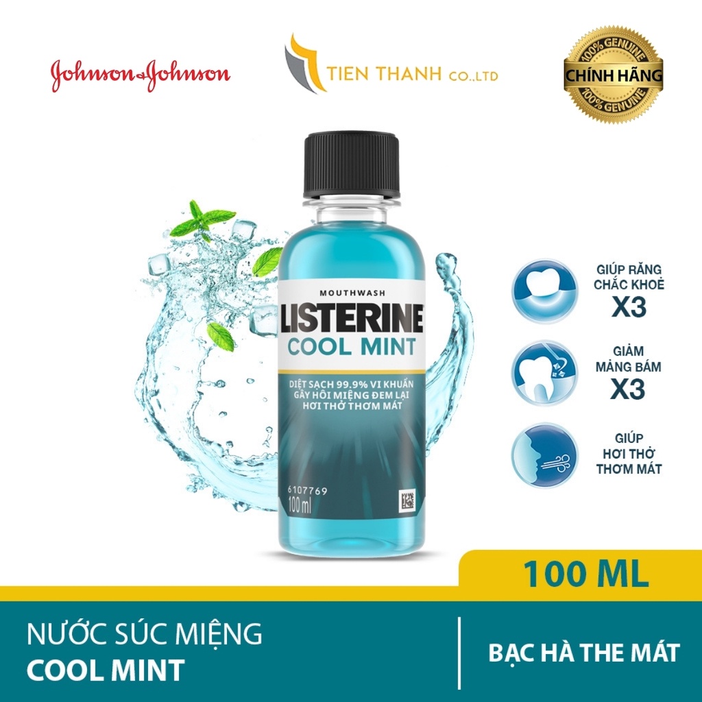 Nước súc miệng Listerine Coolmint diệt 99,9% vi khuẩn, mang lại hơi thở thơm mát - Hàng chính hãng (Hạn 2025)