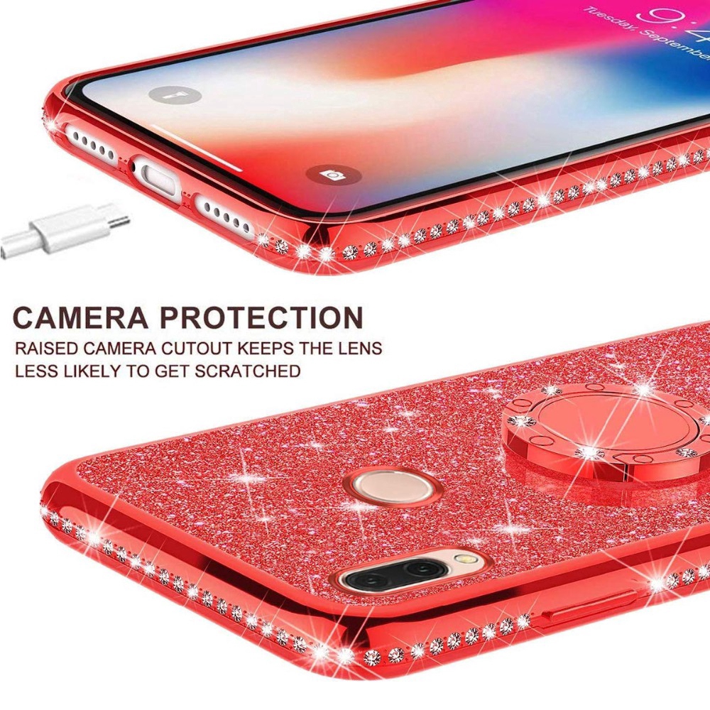 REALME Ốp Lưng Kim Tuyến Nước Kèm Nhẫn Móc Ngón Tay Cho Oppo Reno 2 2pro 2z 2f 3 3pro 5 5i 5pro C3 2 Pro Xt C2 C1 A1K