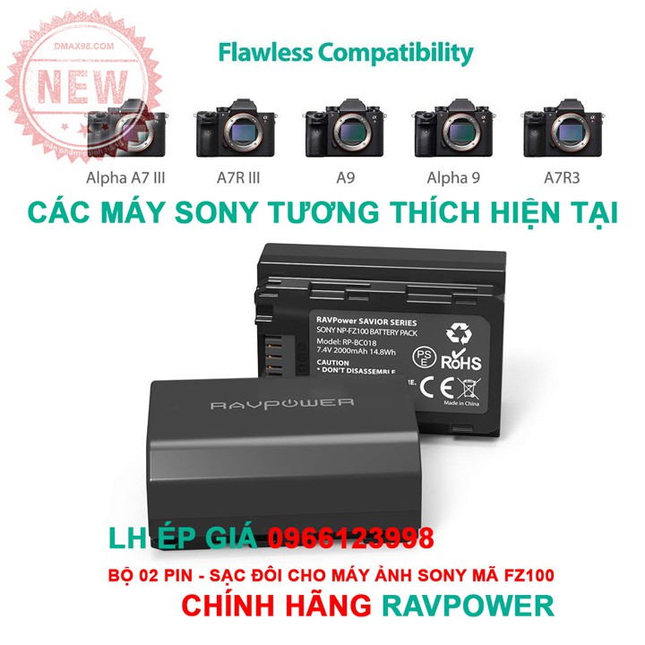 Pin sạc Ravpower FZ100 cho Sony alpha chính hãng Ravpower