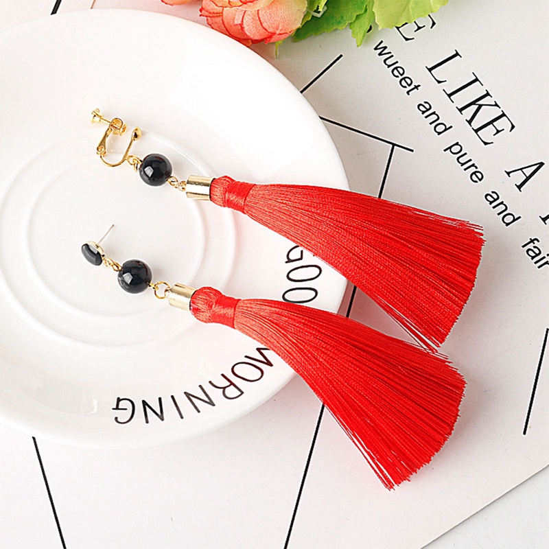 1 Khuyên Kẹp Tai Tua Rua Đỏ Hóa Trang Anime Luxiem