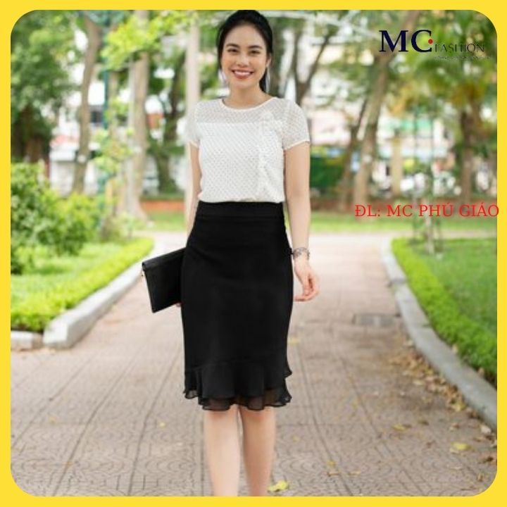 Áo Sơ Mi Voan TA839 MC Fashion Cổ Tròn Chấm Bi Mát Nhẹ Thấm Hút Mồ Hôi