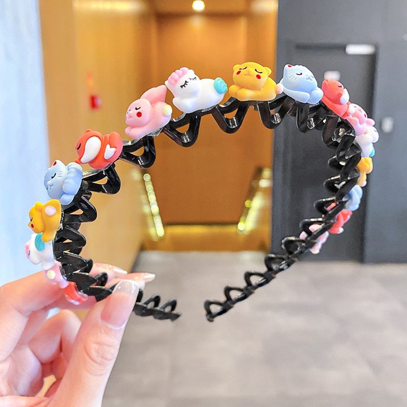 Băng đô cài tóc lượn sóng đính sticker nổi hình hoạt hình chống trượt cho bé - Bờm tóc - Cài Tóc - Dumi Shop