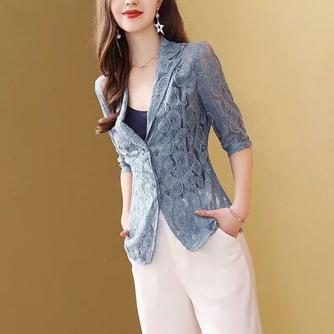 Áo Khoác Ren Mỏng Chống Nắng Phong Cách Hàn Quốc Hàng Mới Kích Thước Ngoại Cỡ Dành Cho Nữ Trung Niên 2022