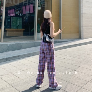 QUẦN CARO TÍM NHẠT DÀI 100CM (ảnh thật/sẵn).