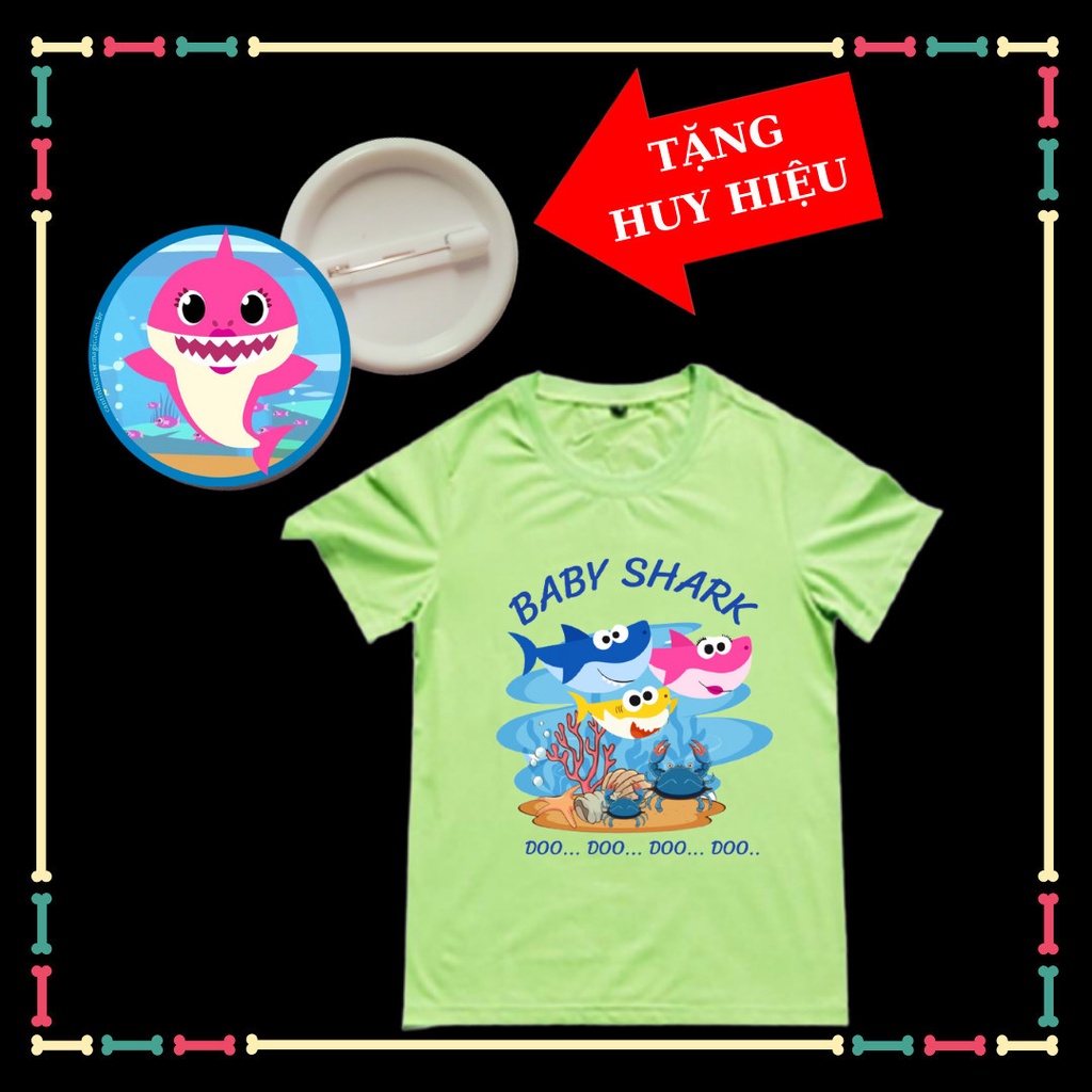 Áo thun bé gái baby Shark dễ thương tay ngắn cho bé gái đủ size áo, Kèm huy hiệu Babyshark