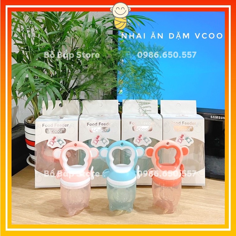 Túi Nhai Ăn Dặm VCOOL Cho Bé, Núm Nhai Ăn Trái Cây, Hoa Quả Chống Hóc Cho Trẻ