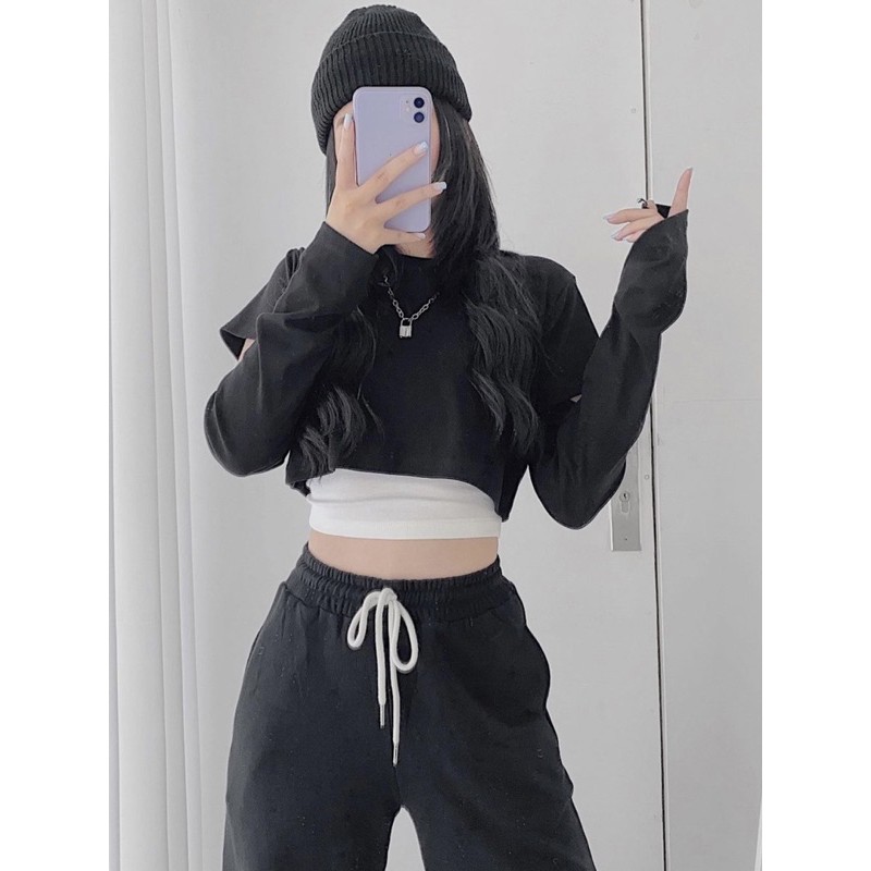 ÁO THUN CROPTOP TAY DÀI