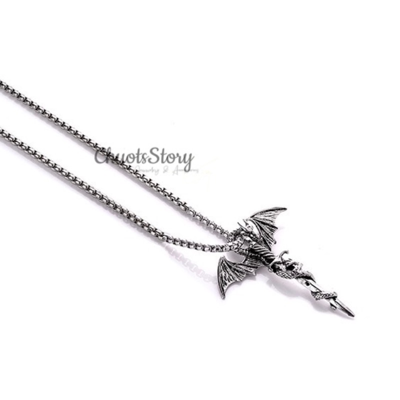Vòng cổ nam kiếm rồng, dây chuyền unisex cá tính - VCT0004 - ChuotsStory
