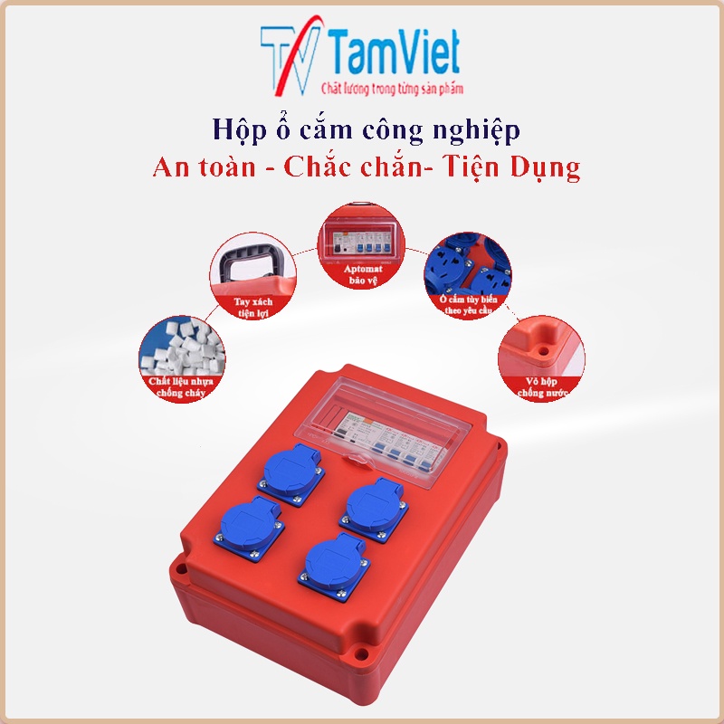 Hộp nguồn điện thi công, hộp nguồn công nghiệp ổ cắm 16A 1 pha