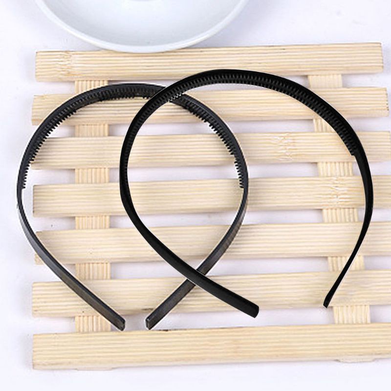 Bộ 3 cái băng đô acrylic 2 hàng răng rộng 7mm màu đen cho nữ