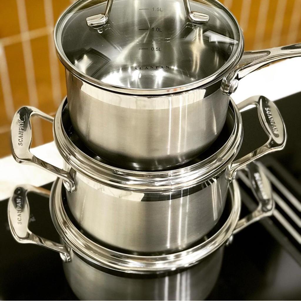 Bộ nồi inox 3 chi tiết Scanpan Impact size 16-18-20cm 71070000, dùng cho mọi loại bếp, inox 18/10 cao cấp