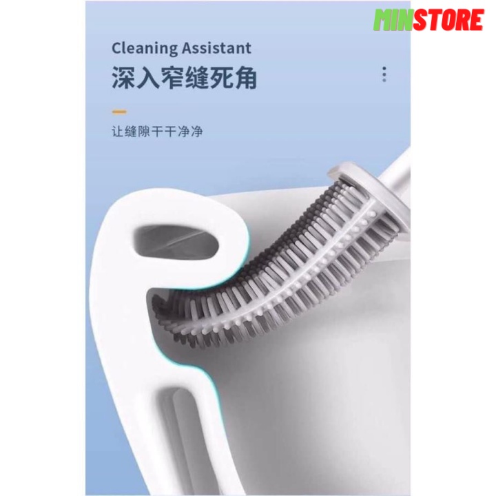 Chổi cọ nhà vệ sinh thông minh, Bộ cọ toilet bồn cầu bằng SiliCon có giá đựng dán tường M05