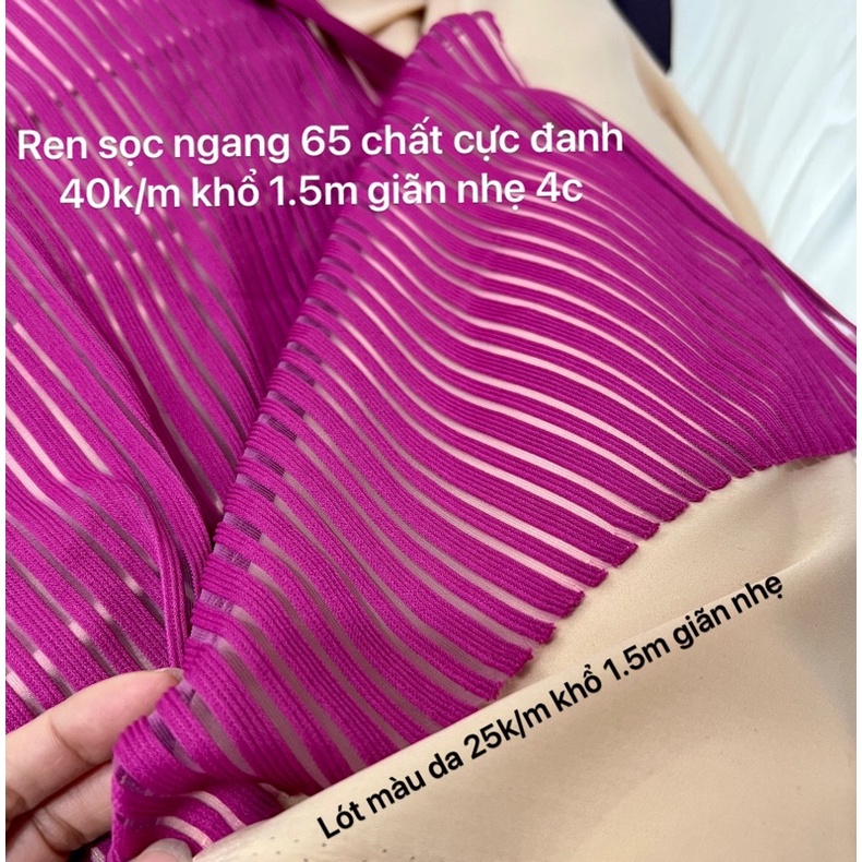 Vải Ren  kẻ sọc co giãn Hàn Quốc 40k1m co giãn đàn hồi rất đanh và bền sợi -May Váy Đầm rất đẹp