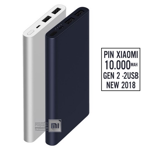 Sạc Dự Phòng Xiaomi Mi Gen 2 Dung Lượng 10000 mAh- Công Nghệ Sạc Nhanh QC 3.0 - Hỗ Trợ  2 Cổng USB Bảo Hành 30 Ngày