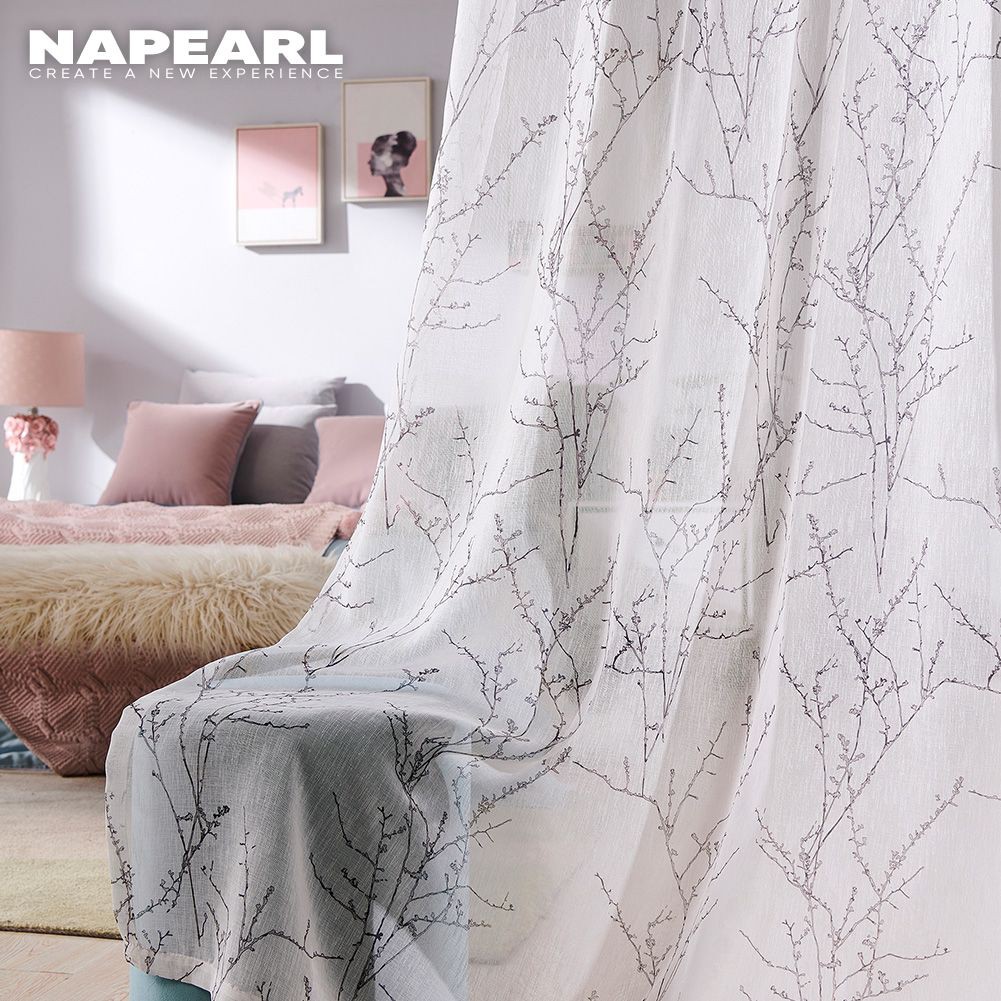 Rèm treo cửa sổ bằng vải tuyn phong cách đơn giản trang trí cho phòng ngủ và phòng khách