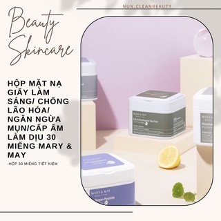 [CHÍNH HÃNG] Hộp mặt nạ giấy làm sáng/ chống lão hóa/ ngăn ngừa mụn/cấp ẩm làm dịu 30 miếng Mary & May [nun.cleanbeauty]