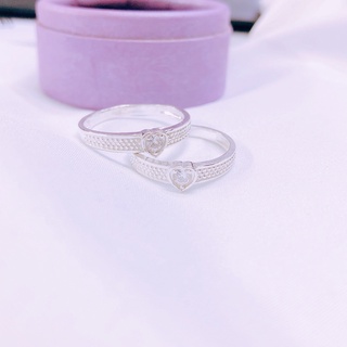 Nhẫn đôi bạc ta mặt tim LINH MIU SILVER