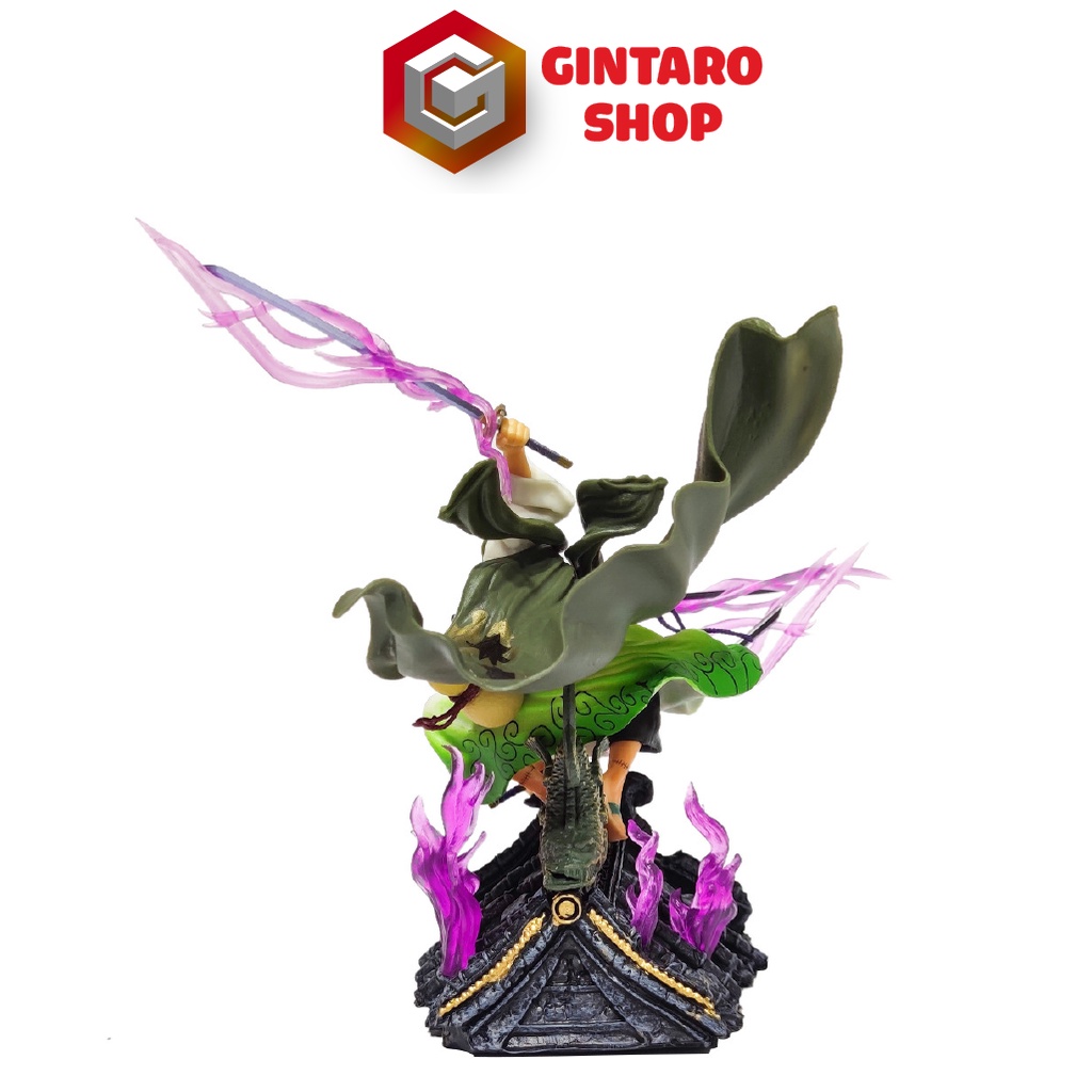 Mô hình One Piece Zoro Tam Kiếm Haki đứng trên mái nhà, Mô hình Zoro mái nhà cao 20Cm GINTARO SHOP