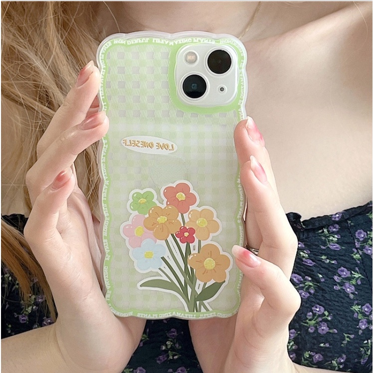 Ốp lưng iphone Ốp Điện Thoại Họa Tiết Hoa Và Sóng Biển Cho iphone13Promax 12 14pro / xr / 6Plus-14 Dinuo case