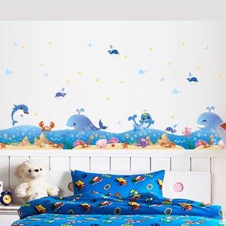 Decal Dán tường mẫu Chân tường cá heo mini( 1m4*45cm)