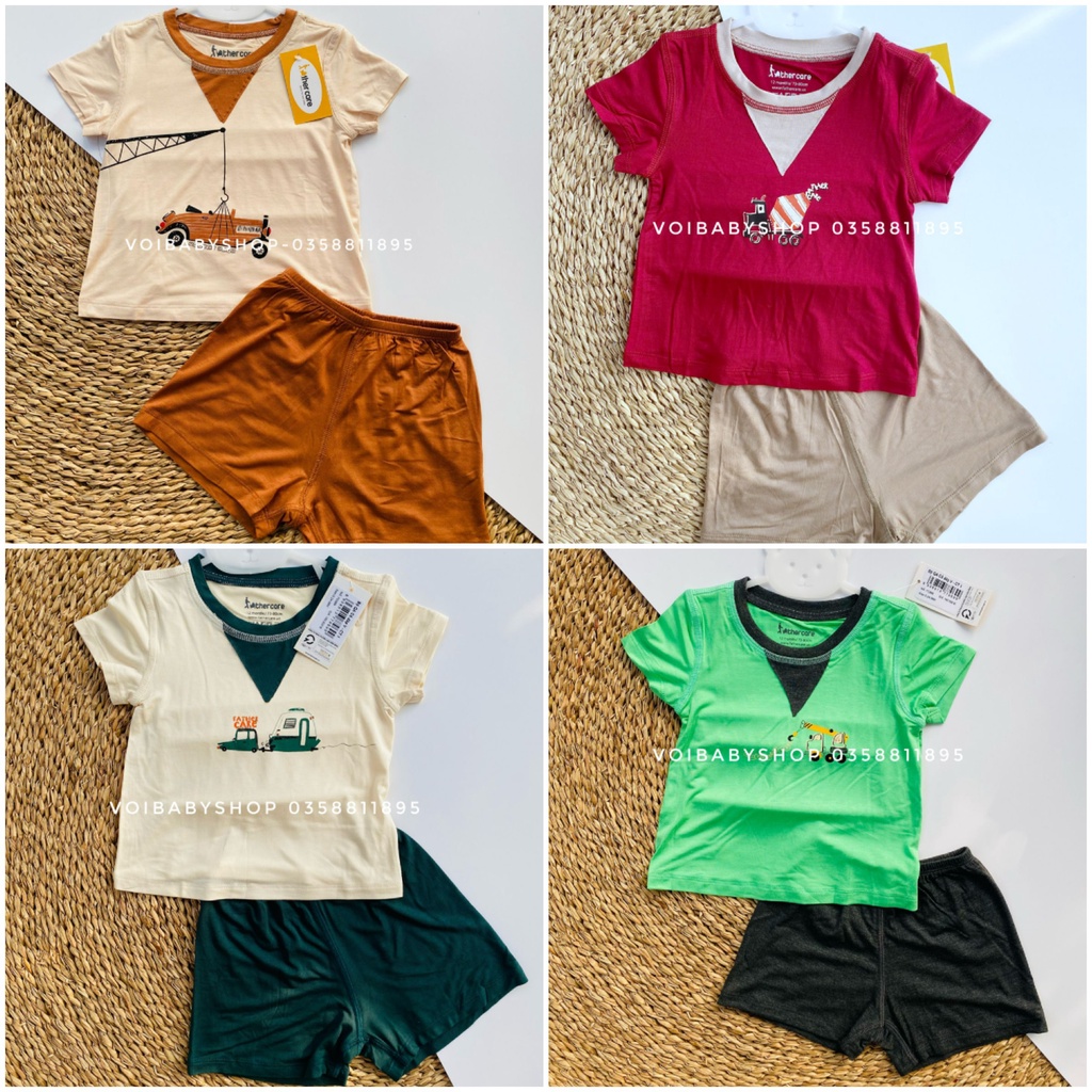 Bộ cộc tay petit họa tiết cổ đáp V cho bé Father Care