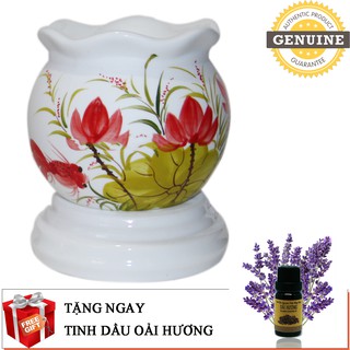 Đèn Xông Tinh Dầu Gốm Bát Tràng Size Lớn + Tặng 1 Chai Tinh Dầu Oải Hương