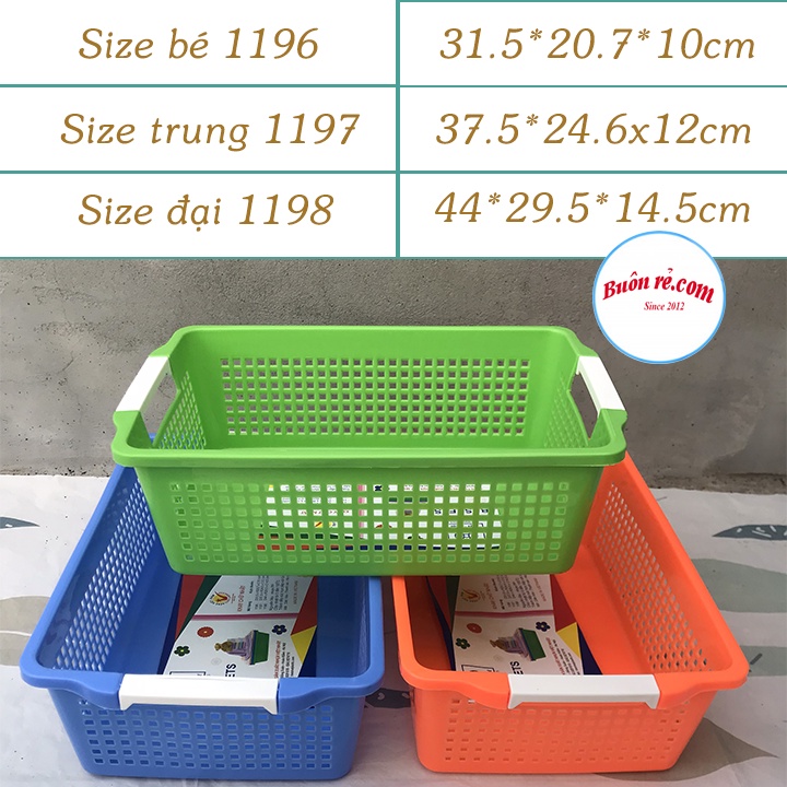 Rổ đựng đồ chữ nhật có quai cầm  Việt Nhật - Khay chữ nhật đựng tài liệu đa năng - Br 01371