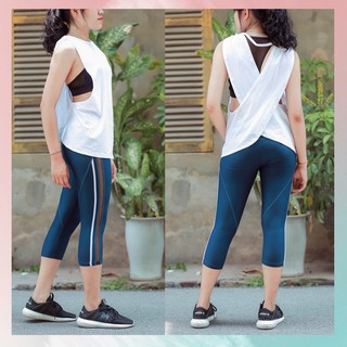 Bộ Tập Cao Cấp Áo Tank Vạt Chéo Tập Yoga Gym Zumba Lagomsport