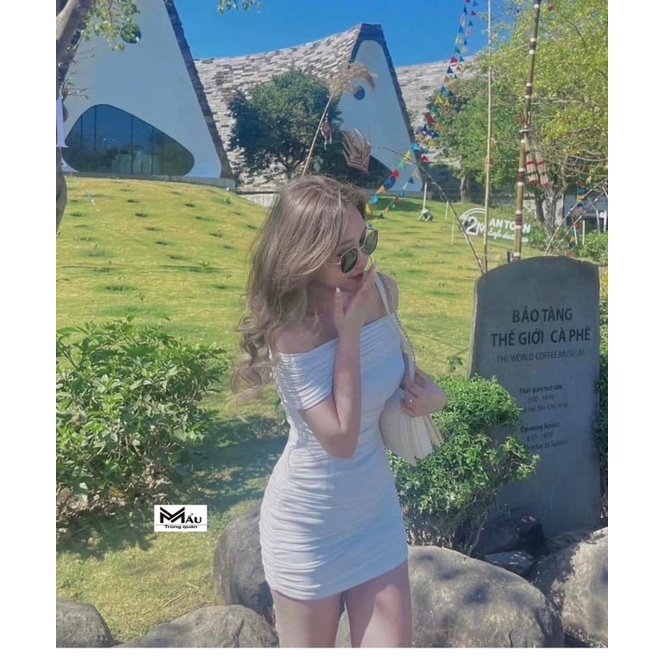 Váy body lưới trễ vai