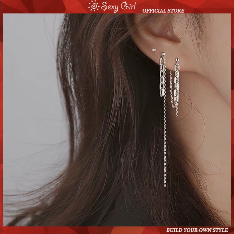 Khuyên tai dây xích phong cách Hàn Quốc 2022 sành điệu cho nữ