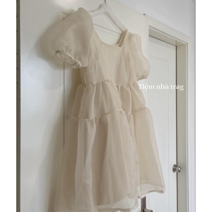 Váy Babydoll Voan Tơ Bồng Bềnh 2 Lớp Cổ Vuông Vintage( Hàng Có Sẵn, Ảnh Thật)