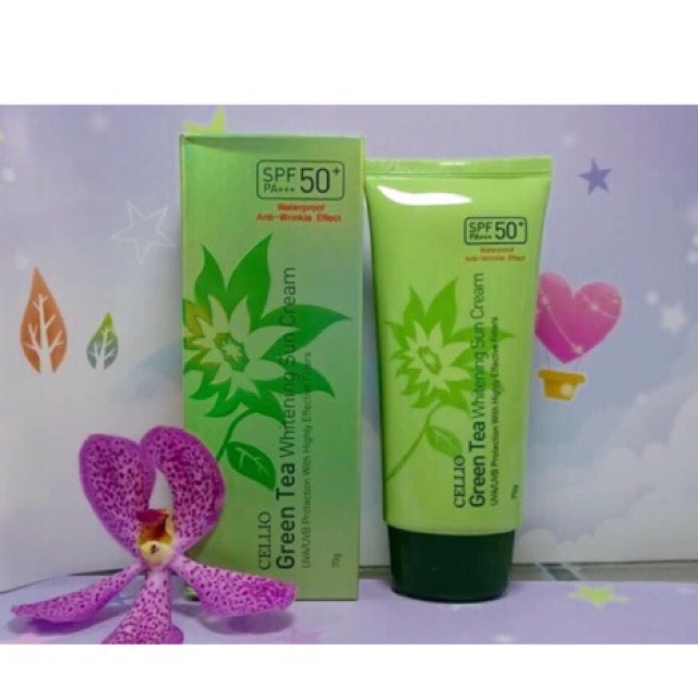 KEM CHỐNG NẮNG CELLIO GREEN TEA WHITENING SUN CREAM  SPF50+ PA+++