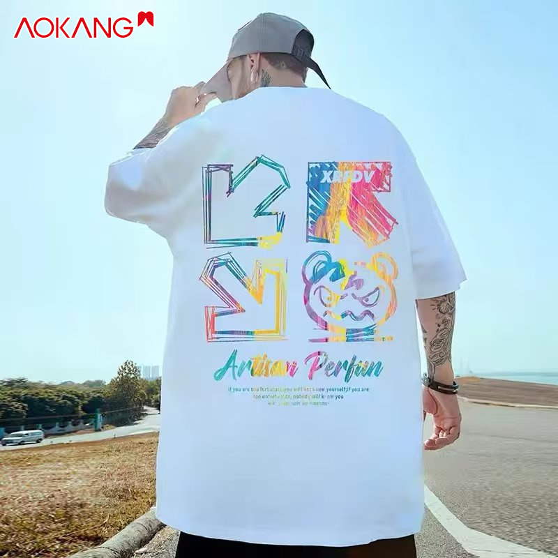 Áo thun AOKANG cotton ngắn tay dáng rộng phong cách hip hop thời trang mùa hè cho nam