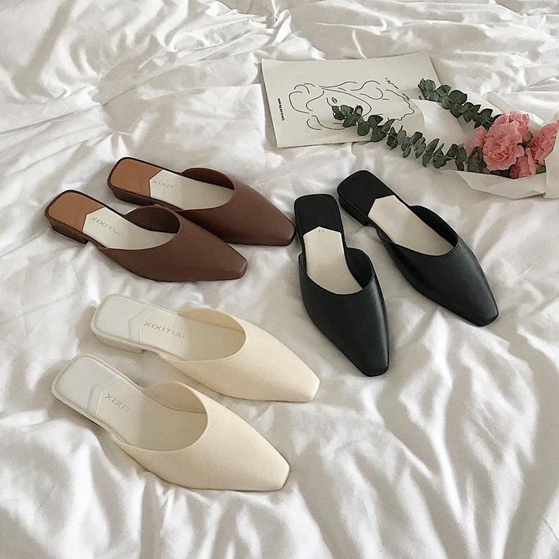 Dép nữ sandal nữ đế bệt kiểu mules hàn quốc đẹp thời trang sành điệu đủ màu đủ size dieuphan