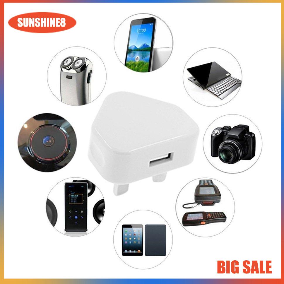 【SUN】UK Plug 3 Pin USB Plug Adapter Charger Power Plug For Phones Tablet Chargeable