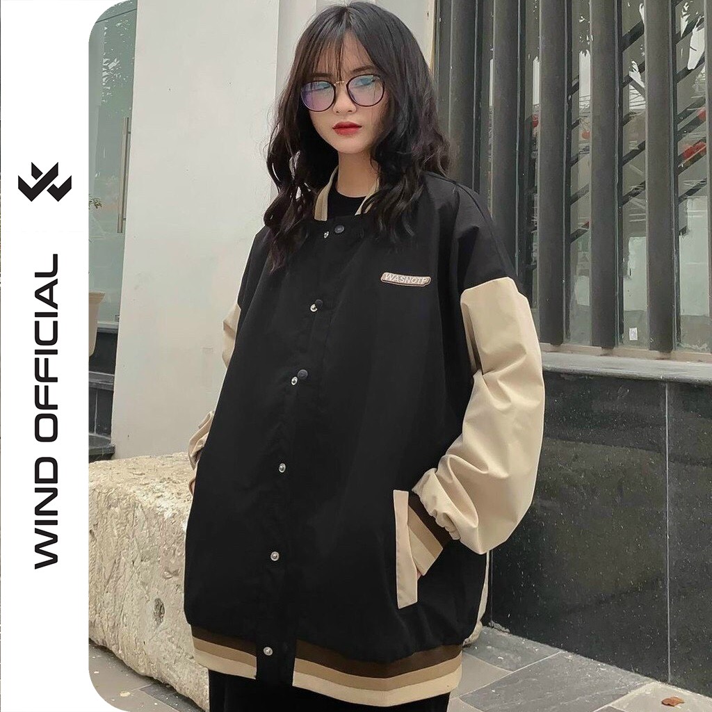 Áo khoác dù bomber Wind unisex form rộng Wanstop bóng chày oversize ulzzang