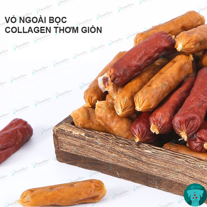 Đồ Ăn Vặt, Snack Chó Mèo JFAMILLE. Xúc Xích Khô Gà, Vịt. Giàu Đạm Dễ Tiêu Hóa, Túi 100Gr - JF194