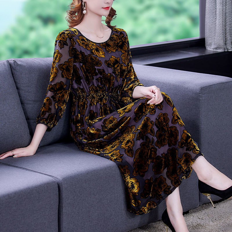 Váy dài dành cho bà mẹ trung niên và cao tuổi, quần áo bà bầu thu đông